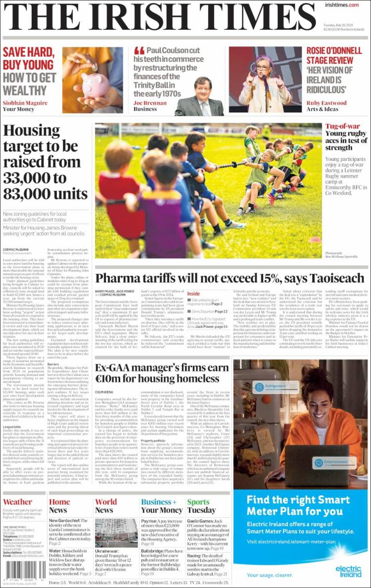 Portada de Irish Times (Irlande)