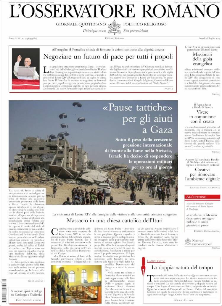 Portada de L'Osservatore Romano (Italy)