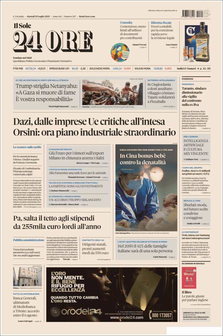 Portada de Il Sole 24 ORE (Italia)