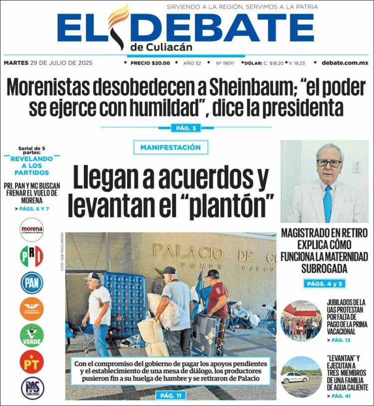 Portada de El Debate de Culiacán (Mexico)