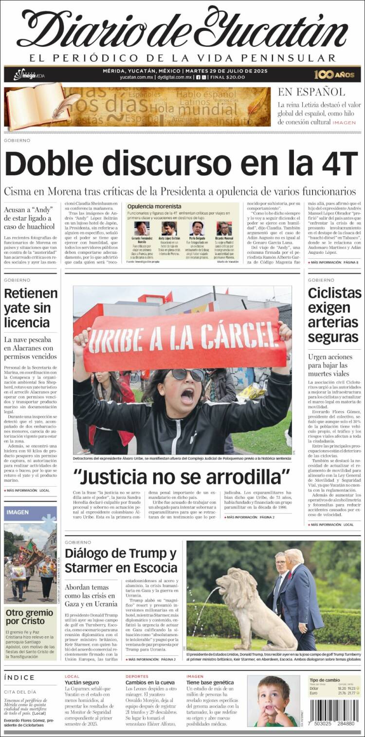 Portada de Diario de Yucatán (México)