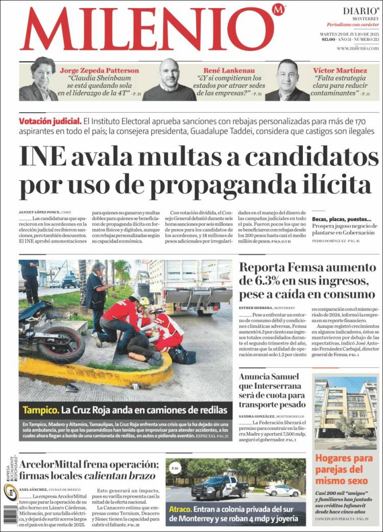 Portada de Milenio de Monterrey (México)