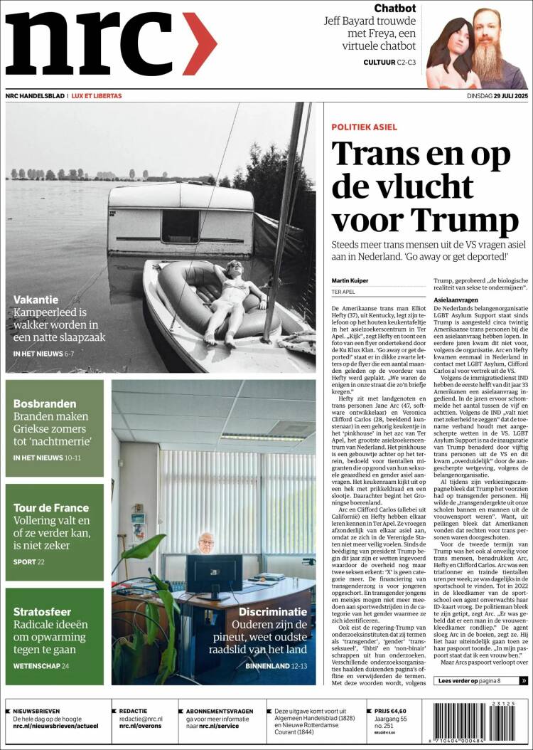 Portada de NRC Handelsblad (Pays-Bas)
