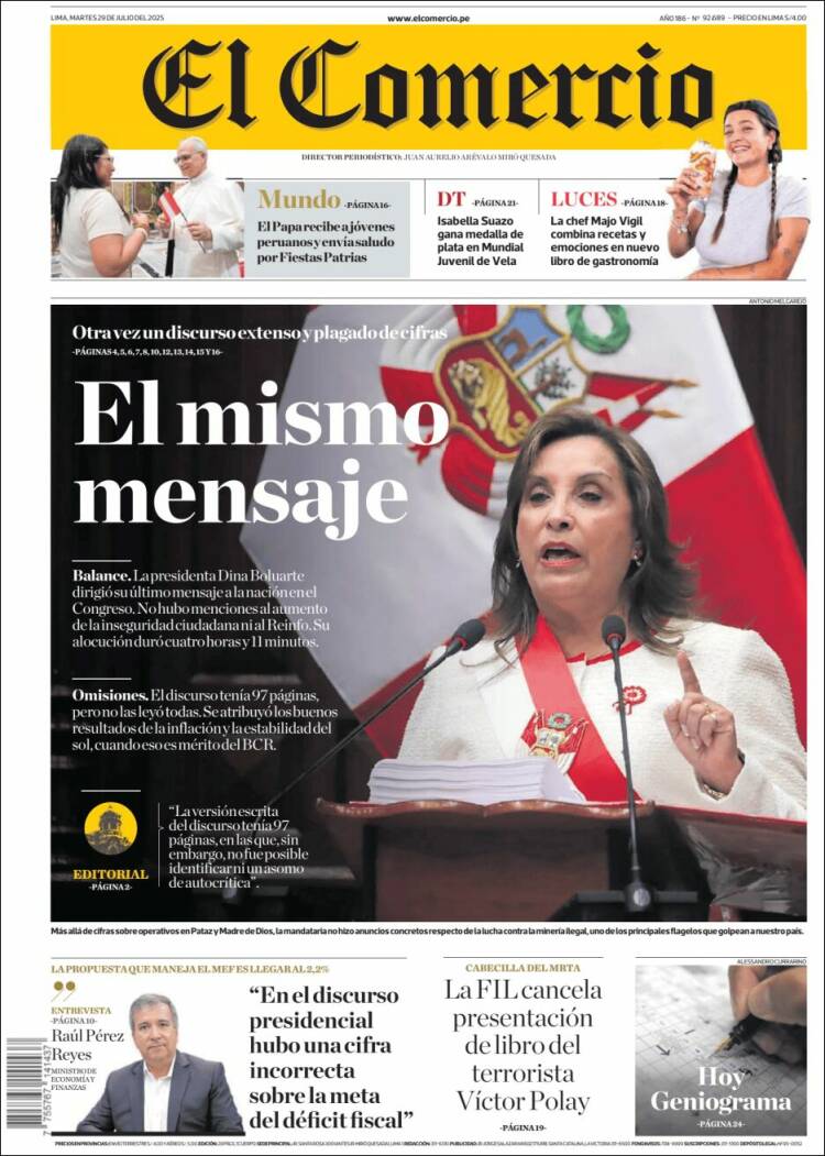 Portada de El Comercio (Peru)