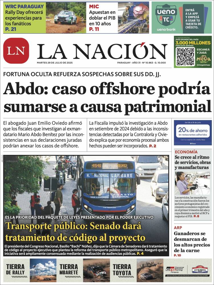 Portada de La Nación (Paraguay)