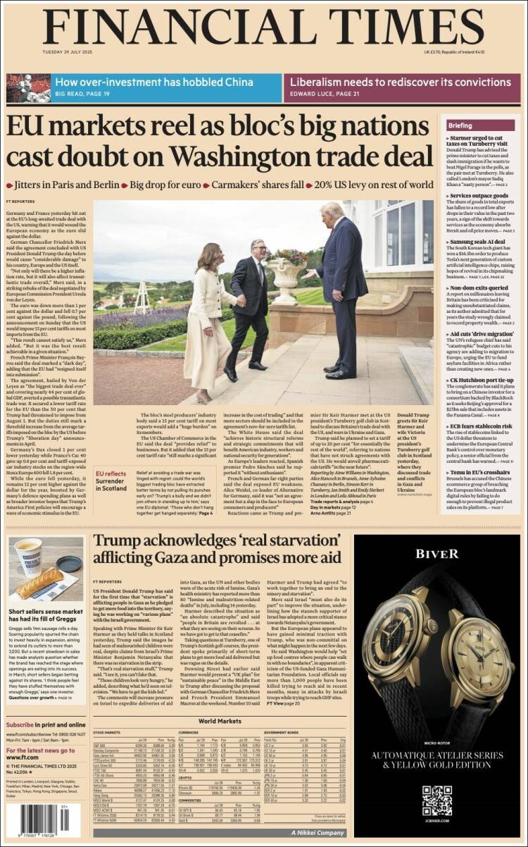 Portada de Financial Times (Reino Unido)