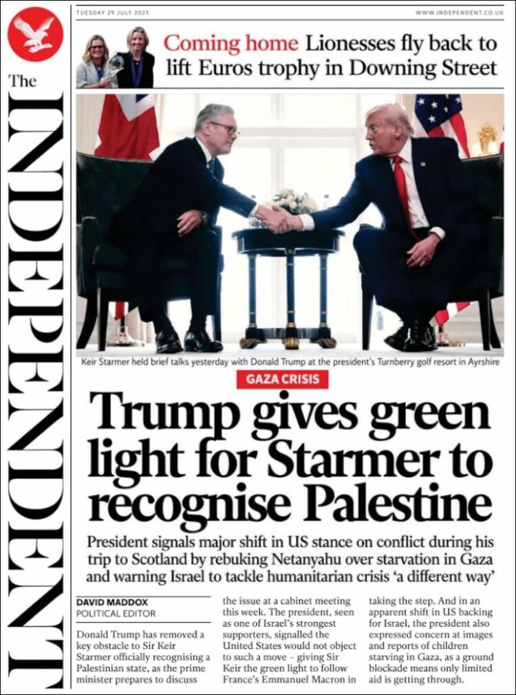 Portada de The Independent (Royaume-Uni)