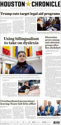 Portada de Houston Chronicle (USA)