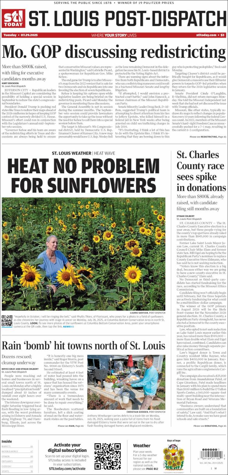 Portada de St. Louis Post-Dispatch (USA)