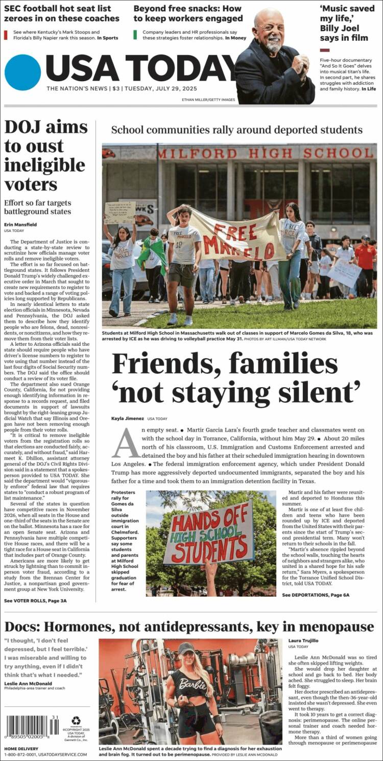Portada de USA Today (USA)