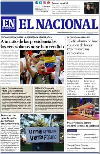 Portada de El Nacional (Venezuela)