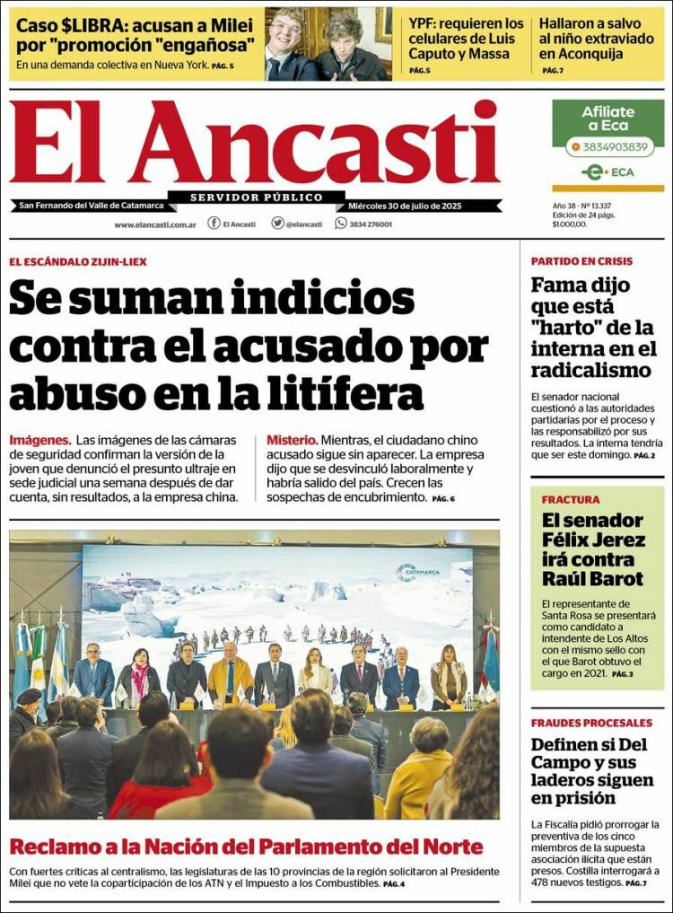 Portada de El Ancasti (Argentina)