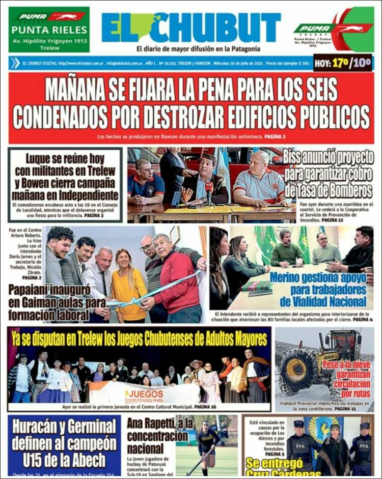 Portada de El Chubut (Argentina)
