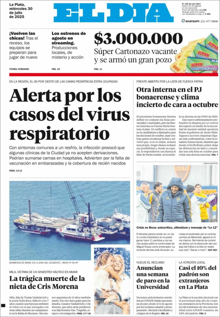 Portada de El Día de la Plata (Argentina)