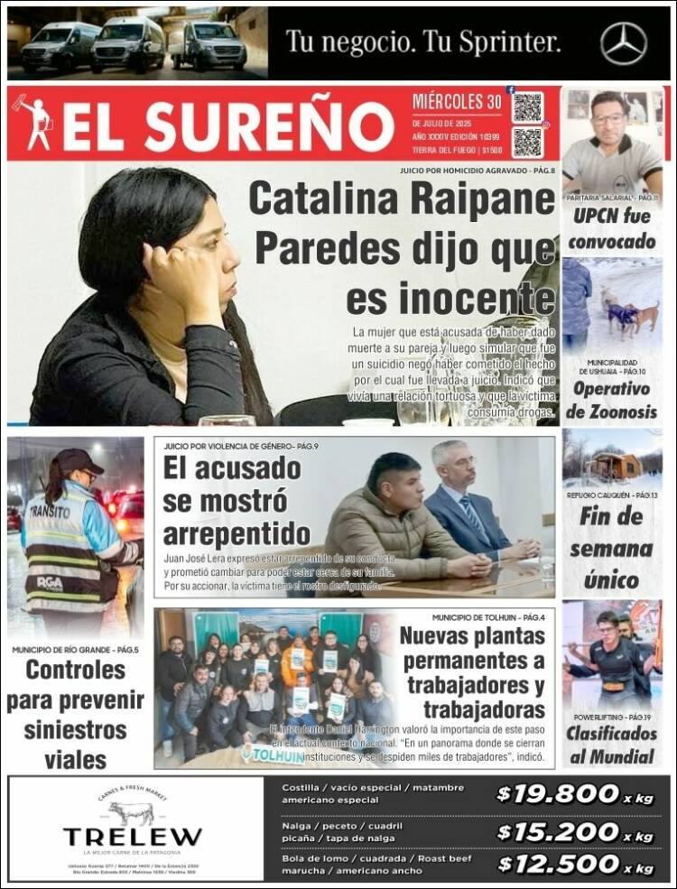 Portada de Diario El Sureño (Argentina)