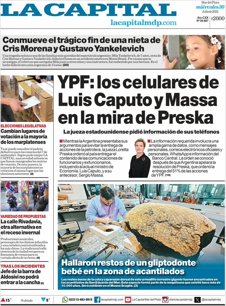 Portada de Diario La Capital - Mar del Plata (Argentina)