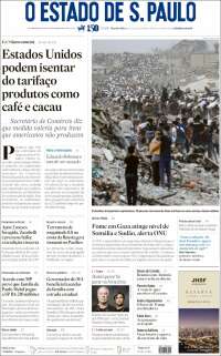 Portada de O Estado de São Paulo (Brasil)