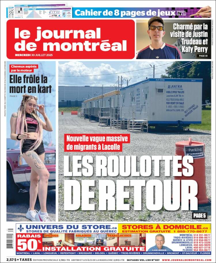 Portada de Le Journal de Montréal (Canada)