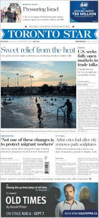 Portada de The Toronto Star (Canadá)