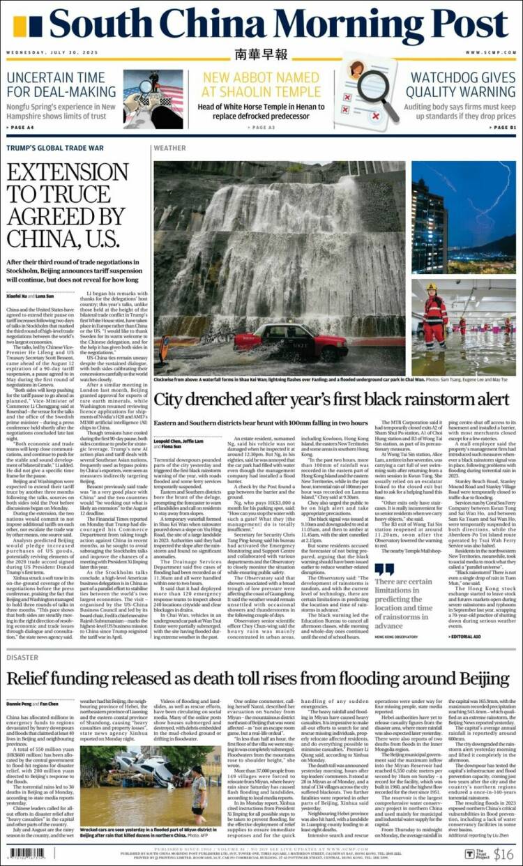 Portada de South China Morning Post (Chine)