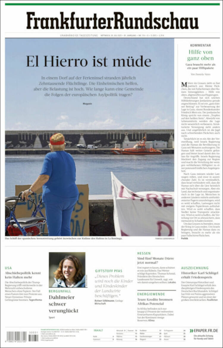 Portada de Frankfurter Rundschau (Alemania)