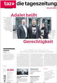 Portada de Die Tageszeitung (Alemania)