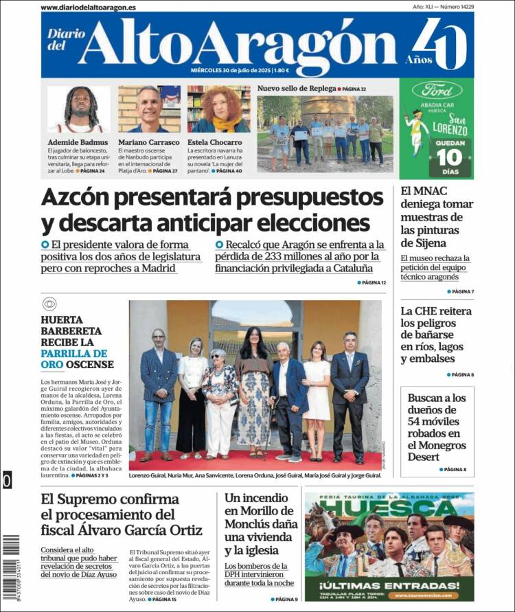 Portada de Diario del AltoAragón (Spain)