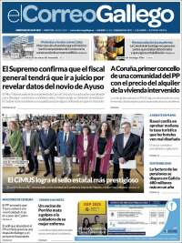 Portada de El Correo Gallego (España)