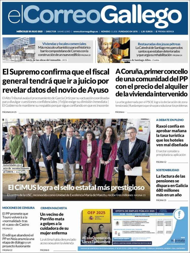 Portada de El Correo Gallego (Spain)