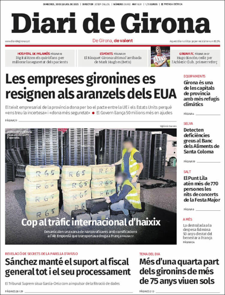Portada de Diari de Girona (España)
