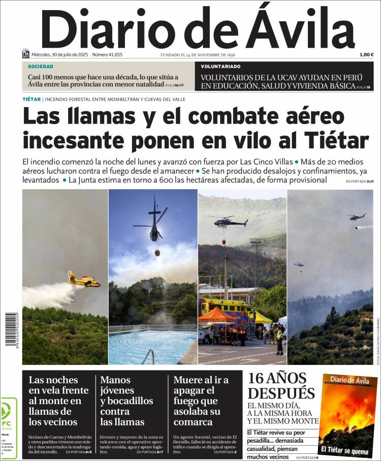 Portada de Diario de Ávila (Spain)