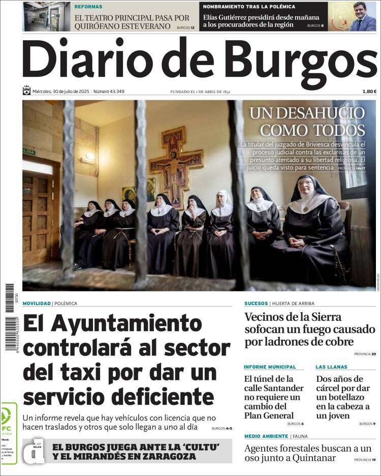 Portada de Diario de Burgos (Espagne)