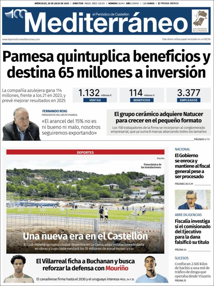 Portada de El Periódico Mediterraneo (Espagne)