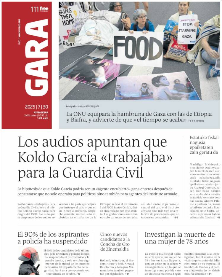 Portada de Gara (España)
