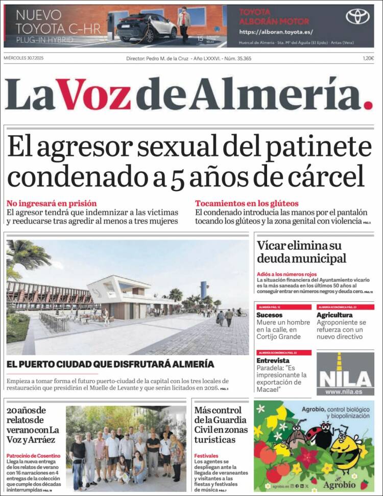 Portada de La Voz de Almería (Espagne)
