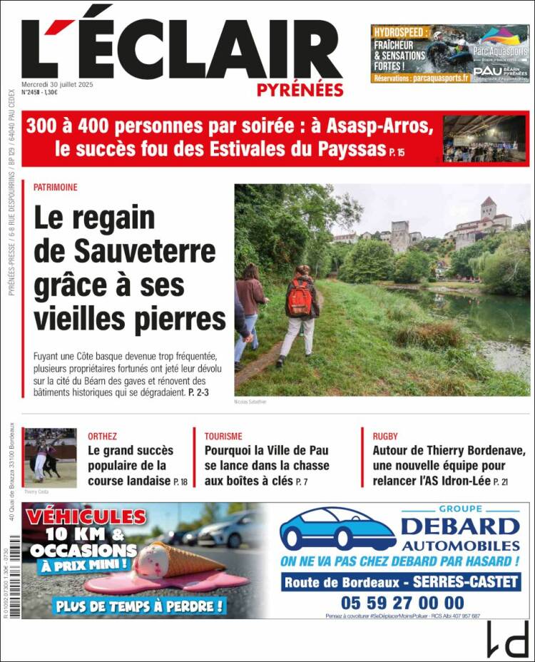 Portada de L'Eclair des Pyrénées (France)