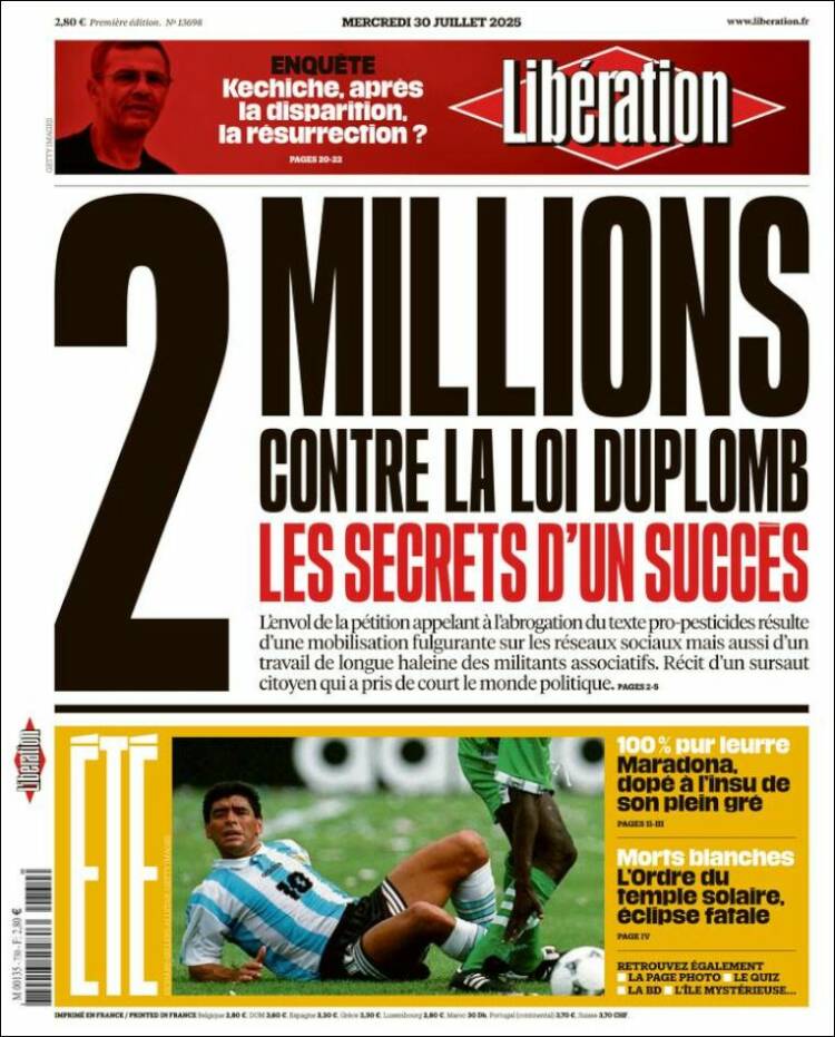 Portada de Libération (Francia)