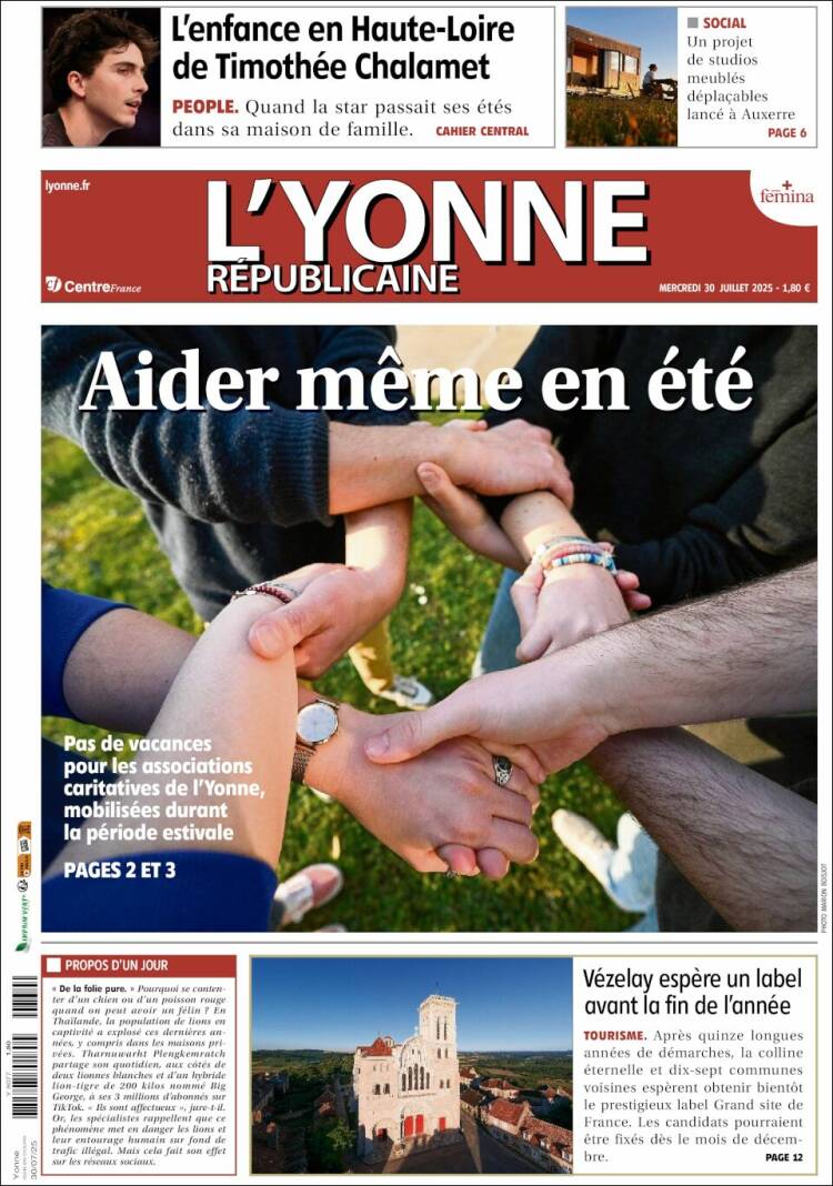 Portada de L'Yonne-Républicaine (France)
