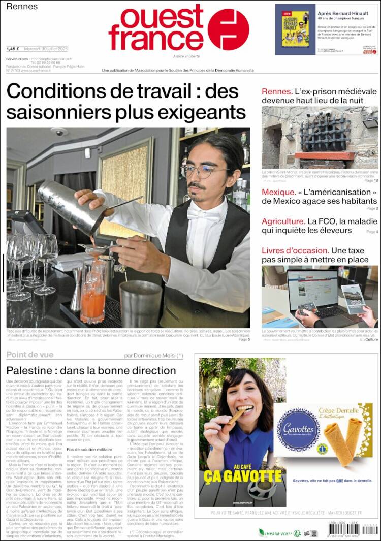 Portada de Ouest France (Francia)