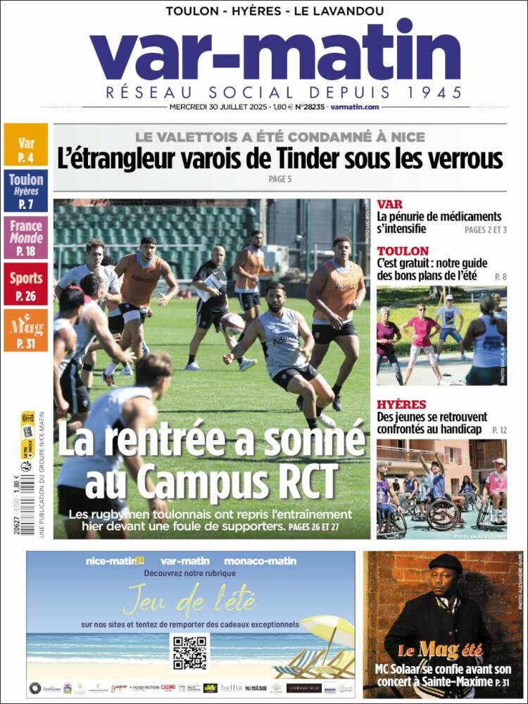 Portada de Var-Matin (France)