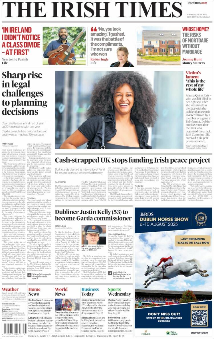 Portada de Irish Times (Irlande)