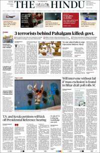 Portada de The Hindu (India)