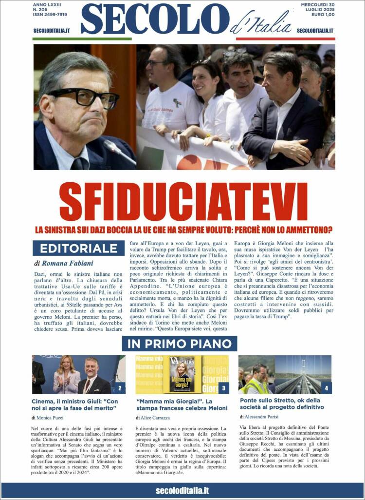 Portada de Secolo d'Italia (Italia)