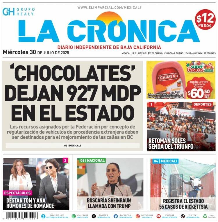 Portada de La Crónica de Baja California (Mexique)