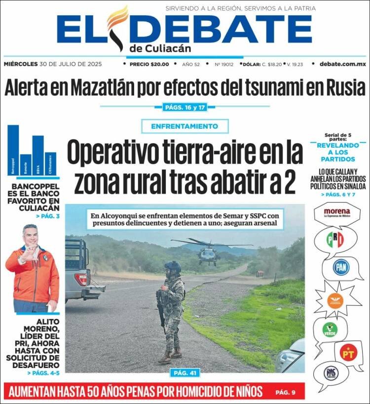 Portada de El Debate de Culiacán (Mexico)