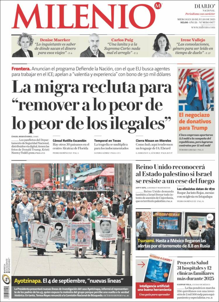 Portada de Milenio (México)