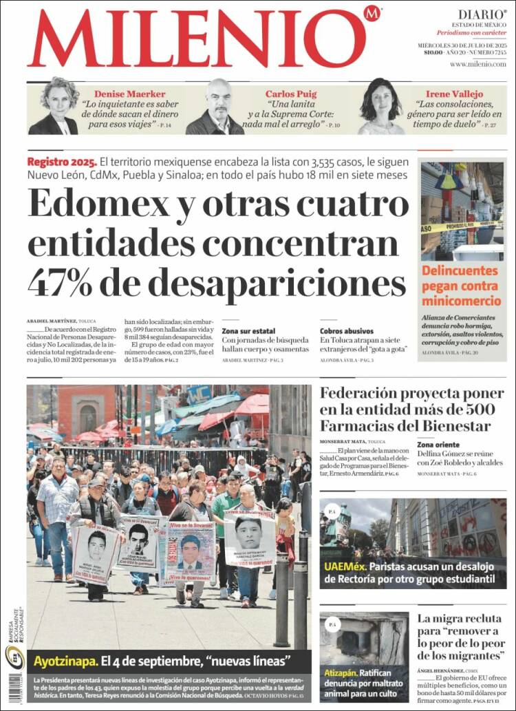 Portada de Milenio - Estado de México (Mexico)
