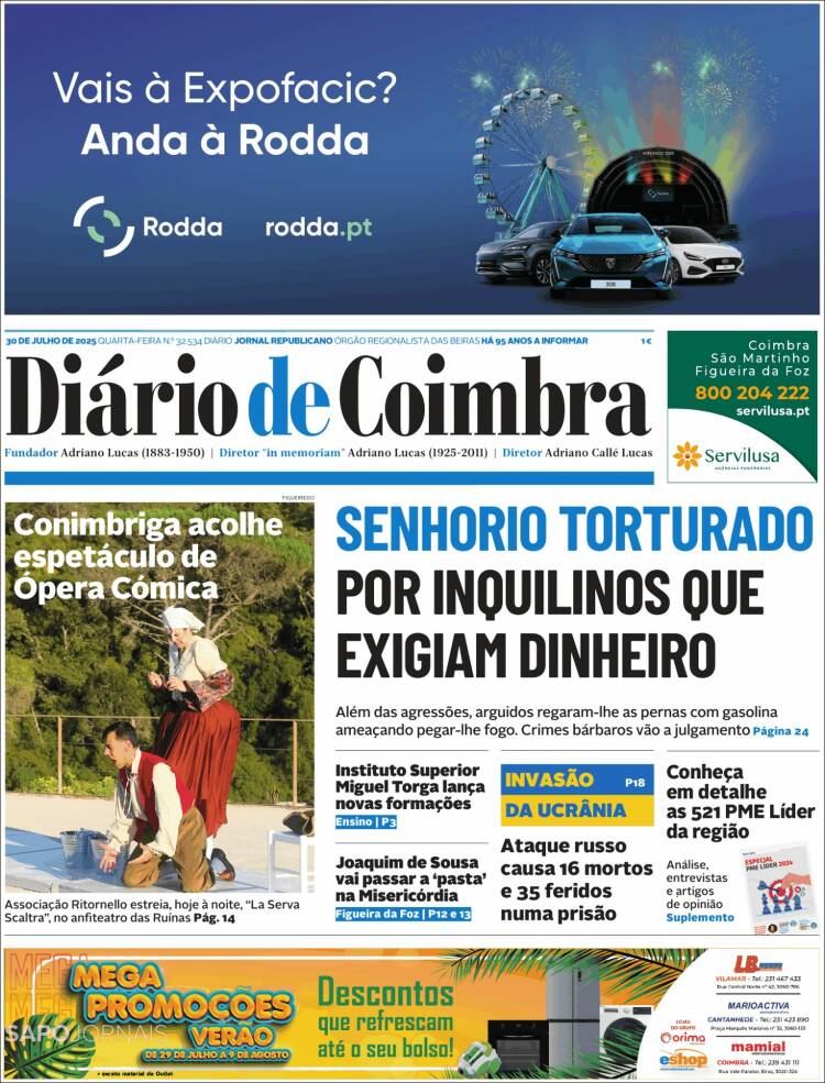 Portada de Diário de Coimbra (Portugal)