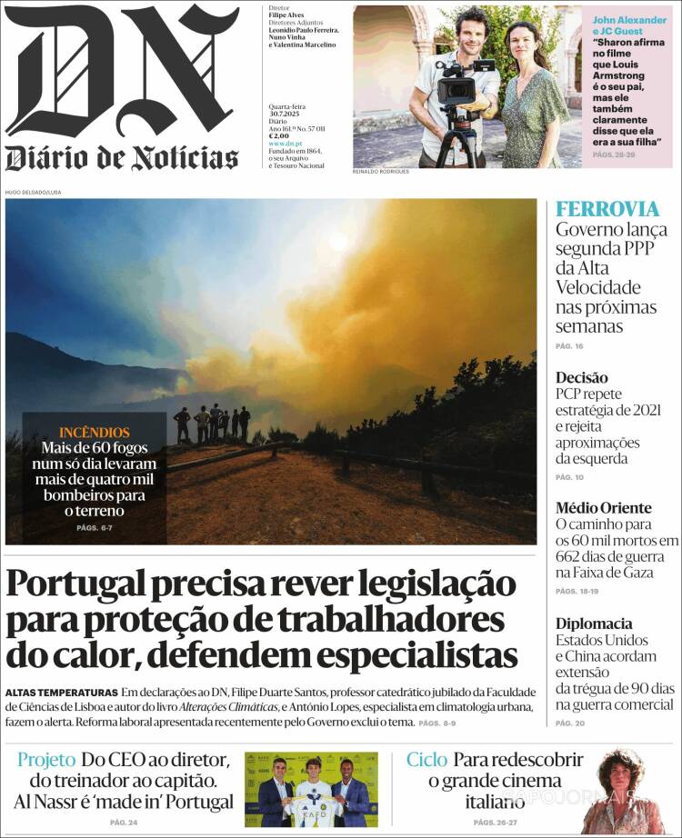 Portada de Diário de Noticias (Portugal)