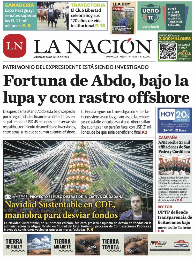 Portada de La Nación (Paraguay)